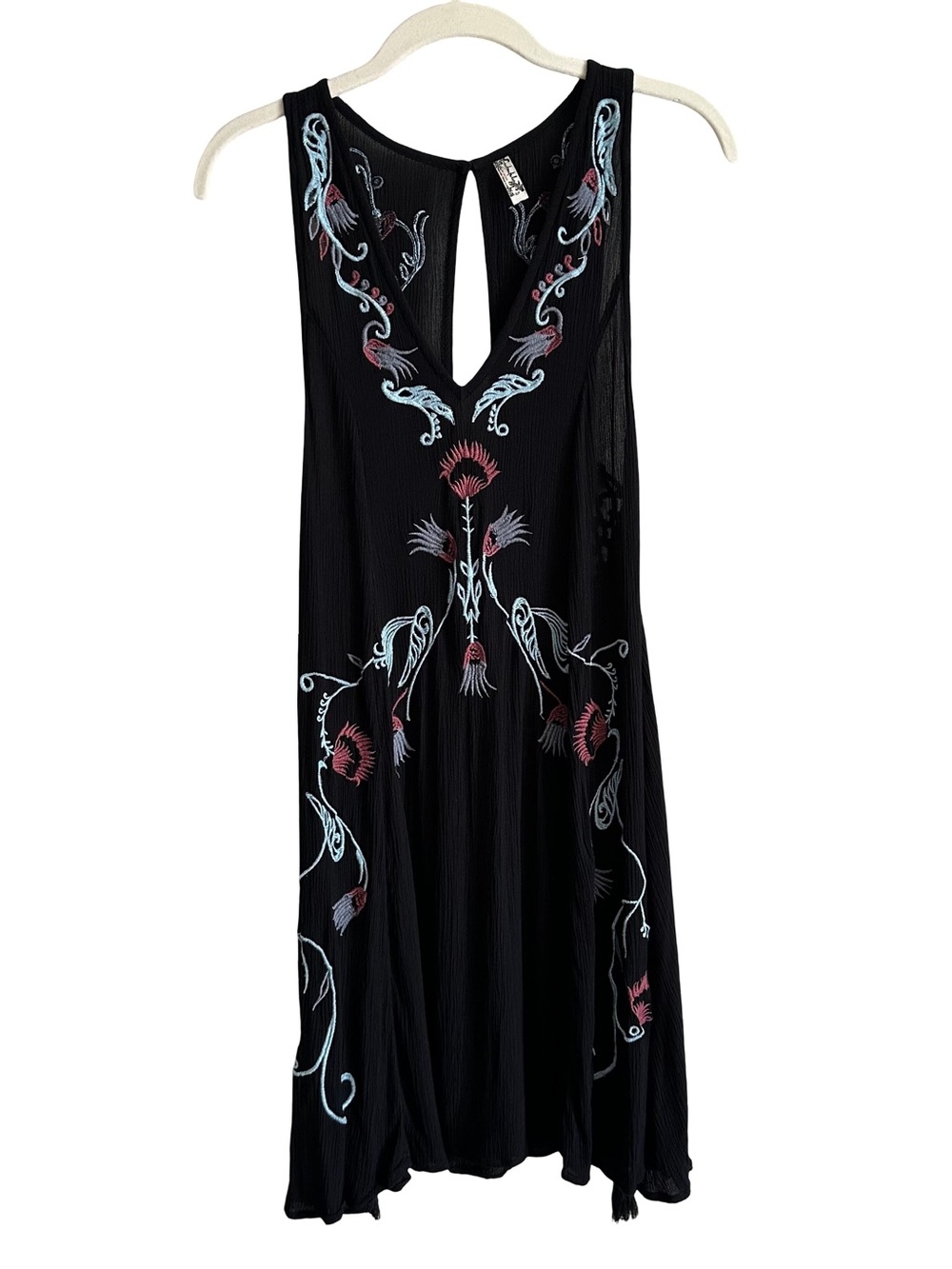 Free People Intimately FP Adelaide Embroidered Slip Festival Dress Boho Black S